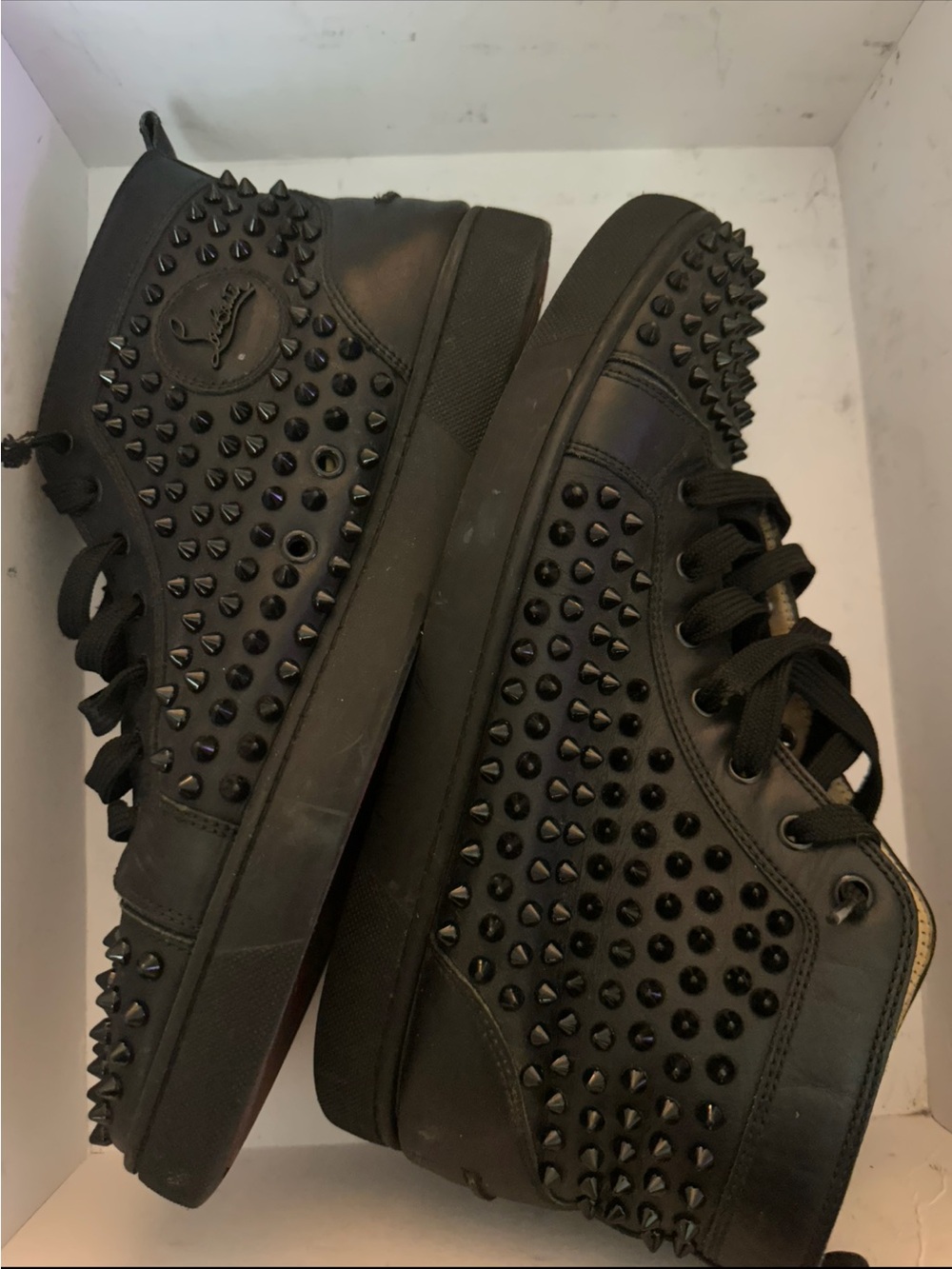 Christian Louboutin Black Spiked Low-Top Sneakers